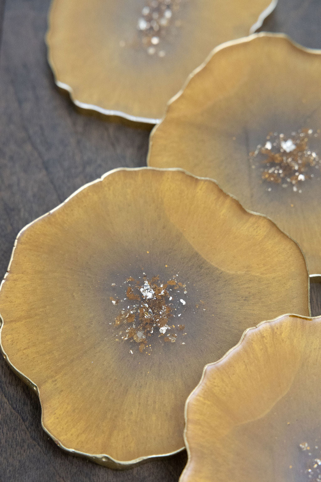 Gold Resin Coasters - Set of 4