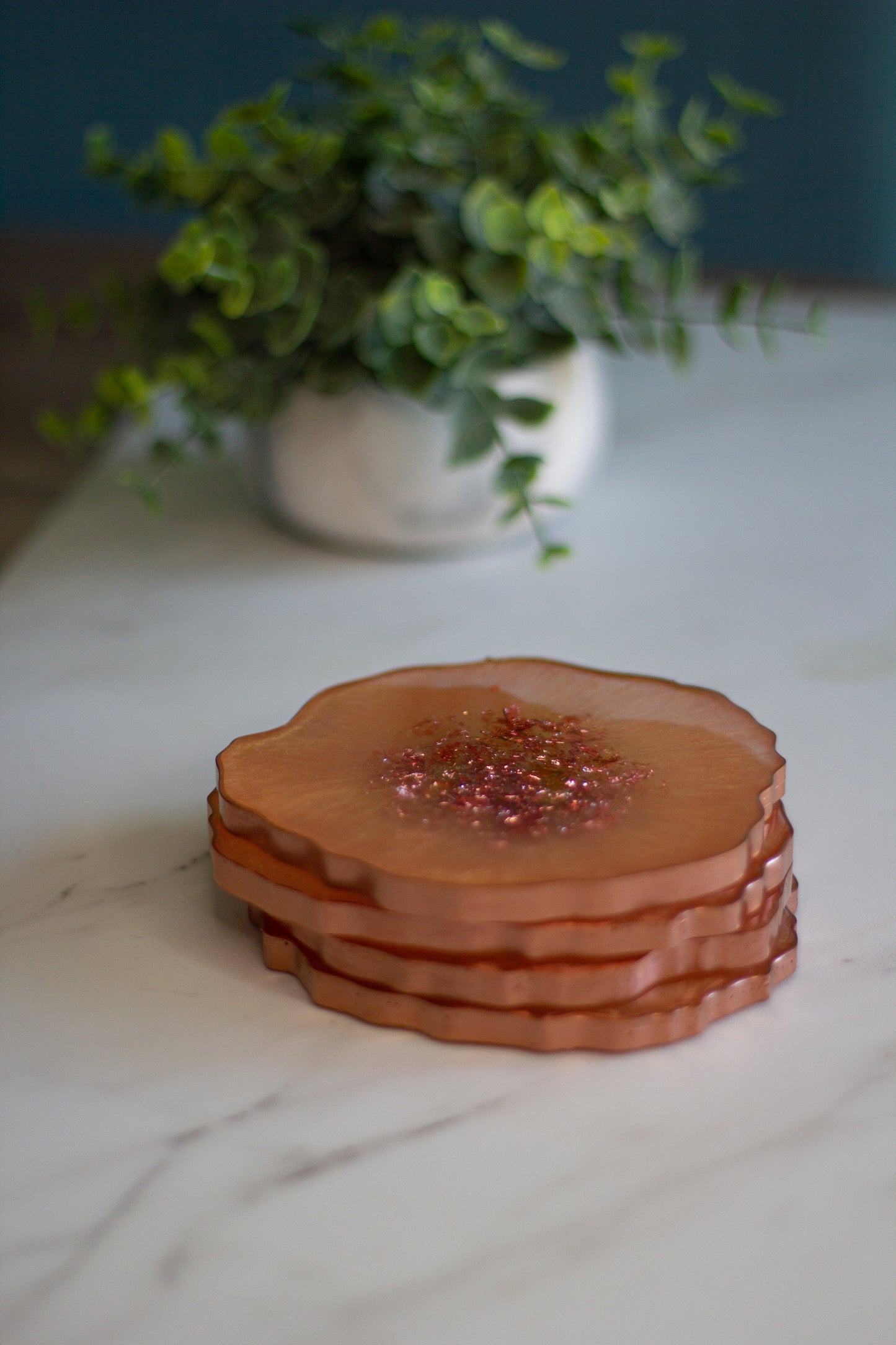 Peach Gold Resin Coasters