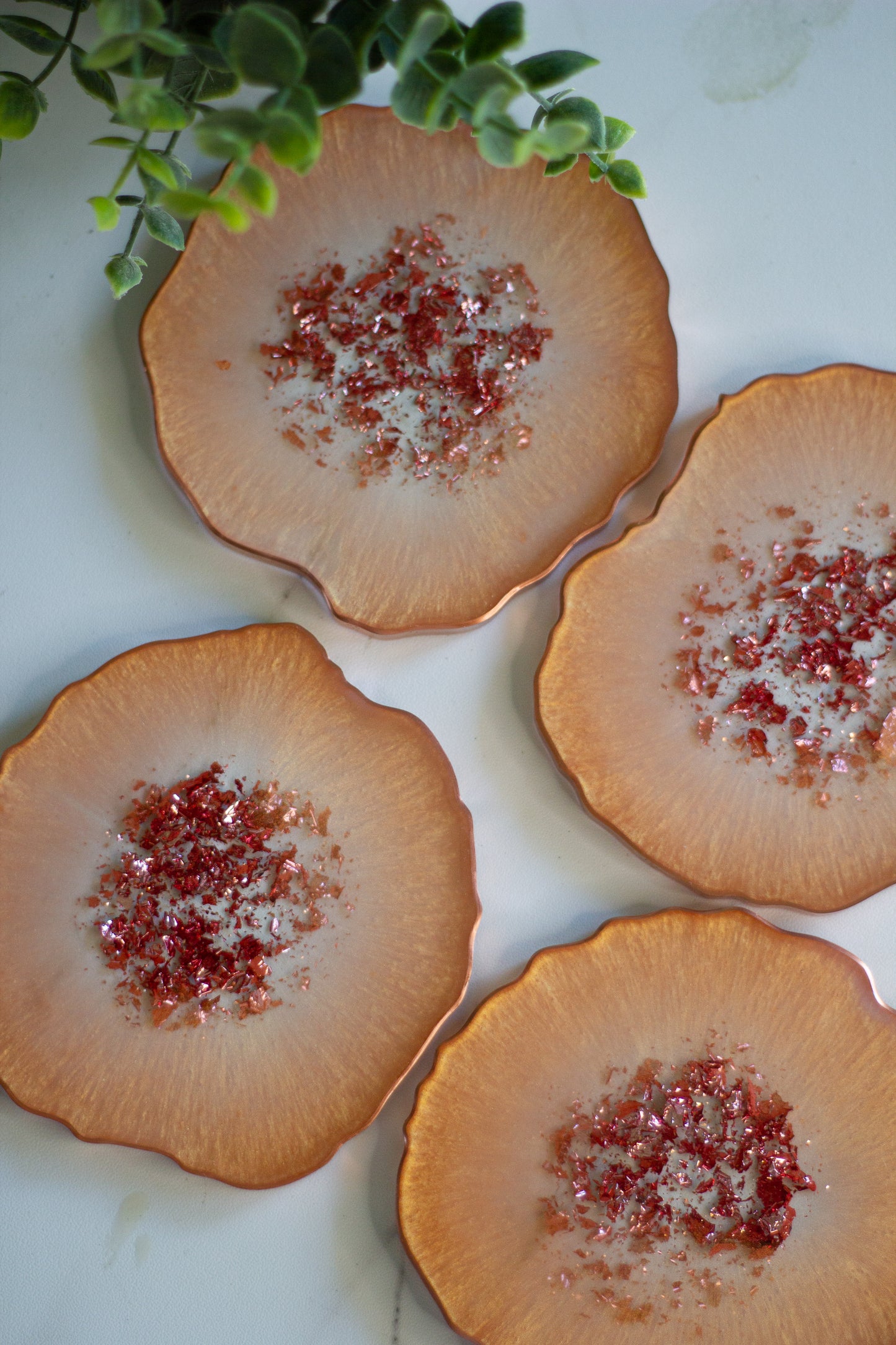 Peach Gold Resin Coasters