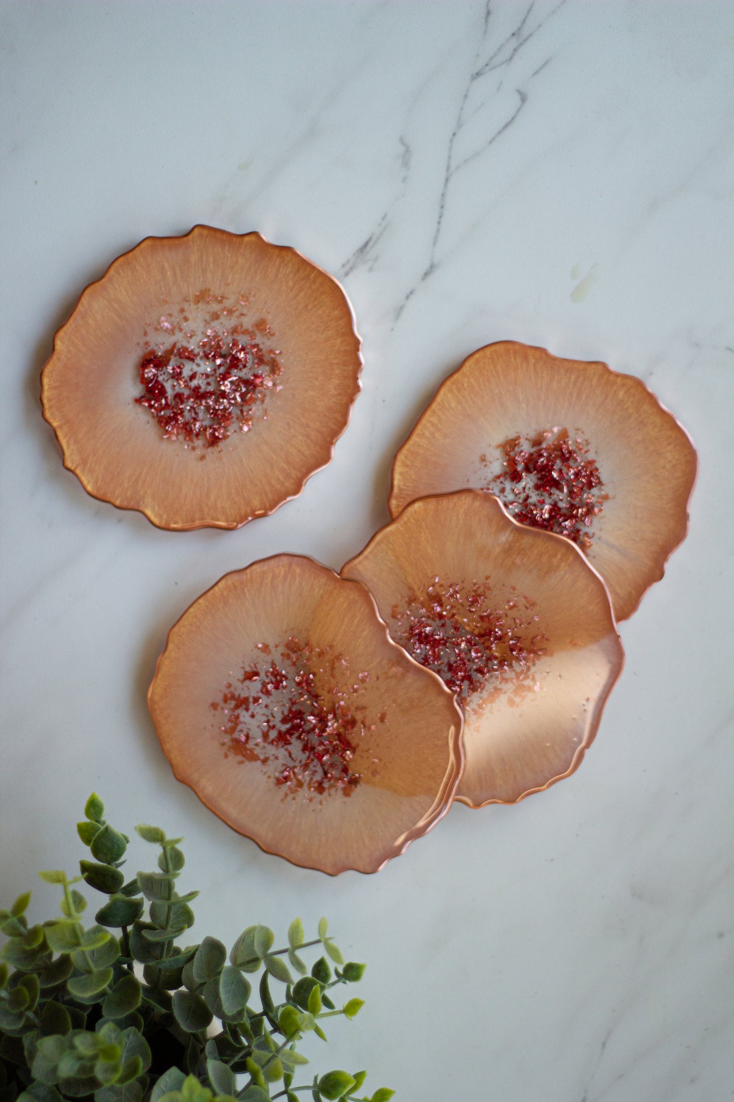Peach Gold Resin Coasters