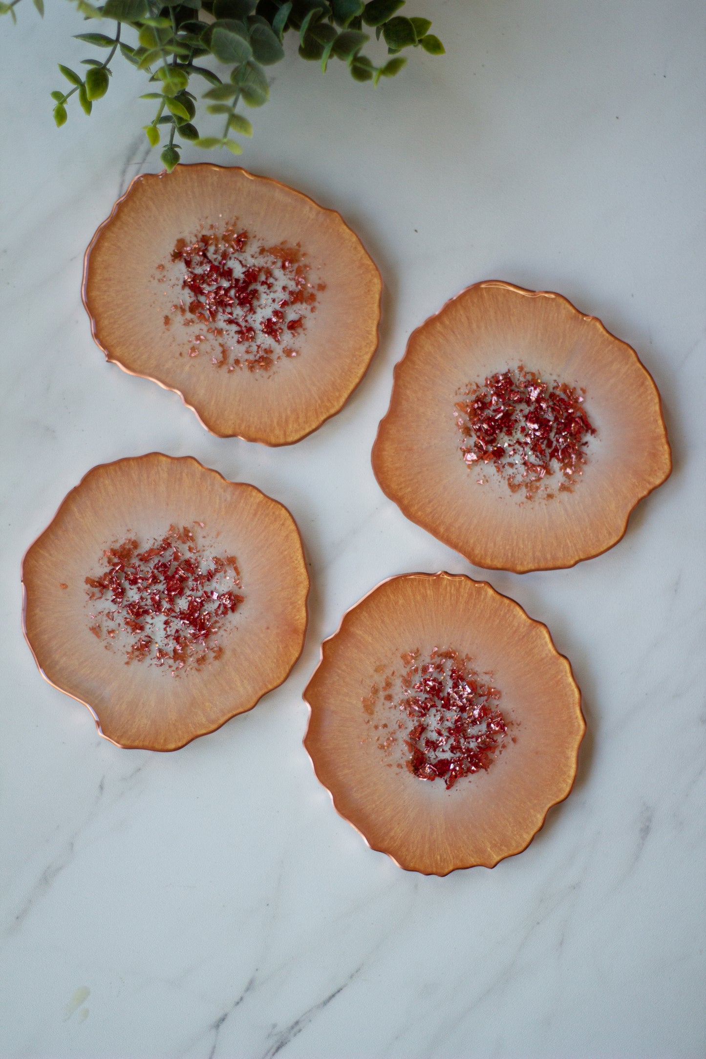 Peach Gold Resin Coasters