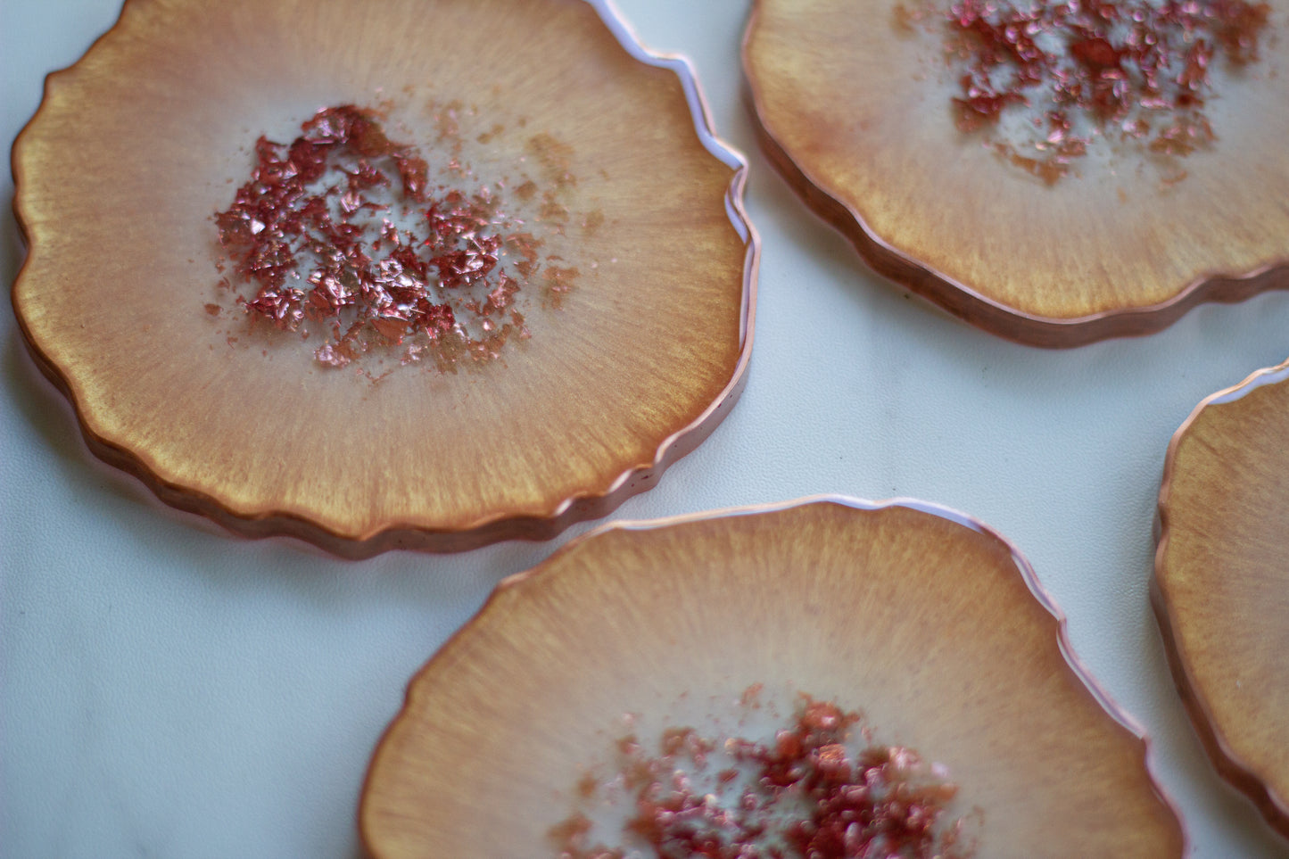 Peach Gold Resin Coasters