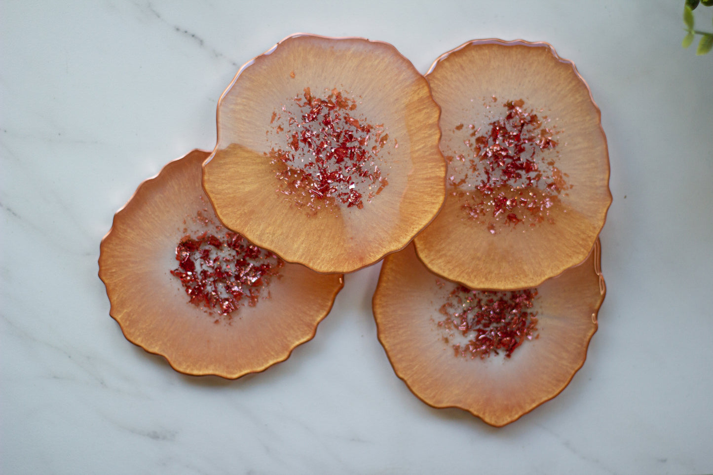 Peach Gold Resin Coasters