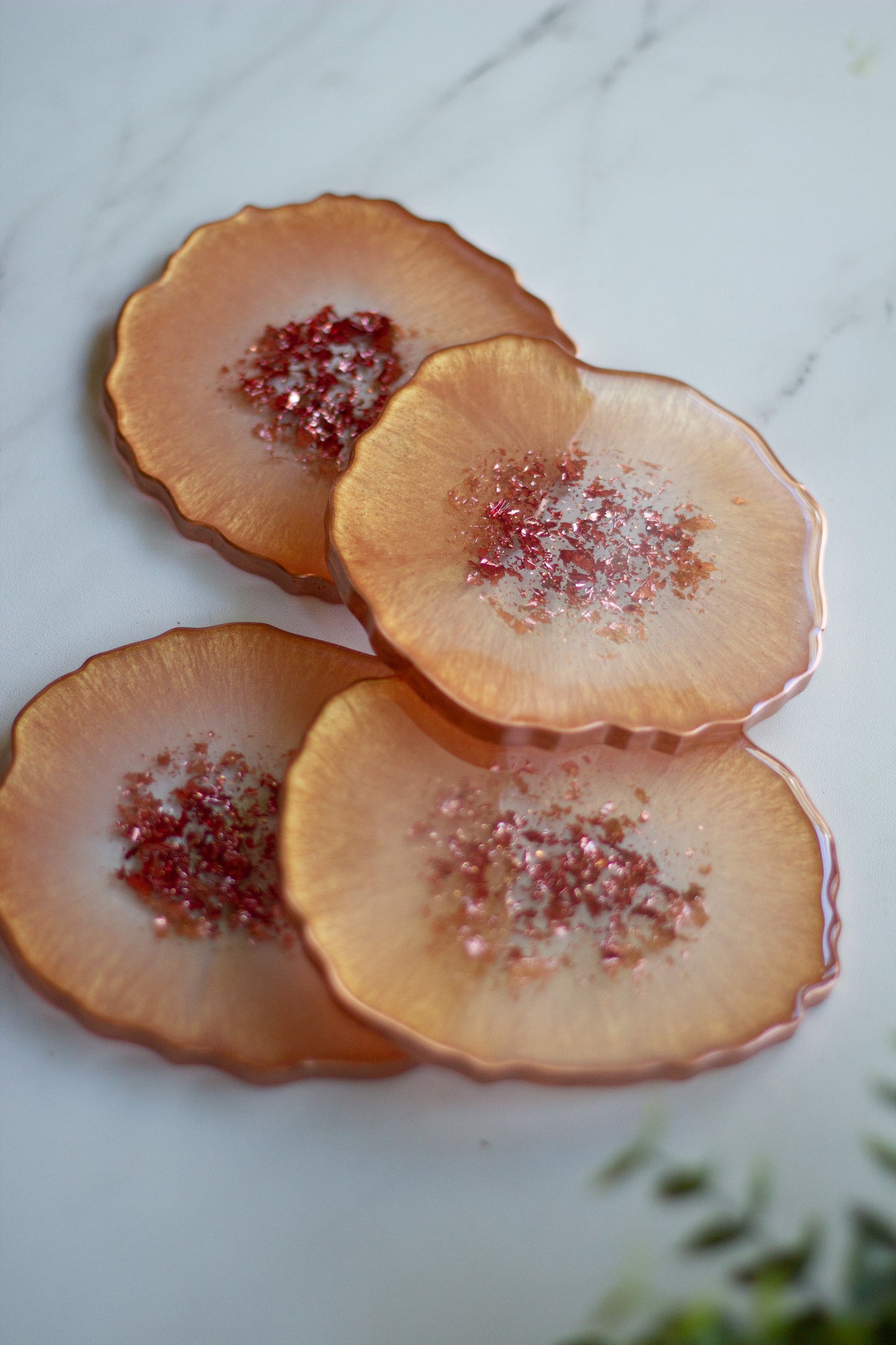 Peach Gold Resin Coasters