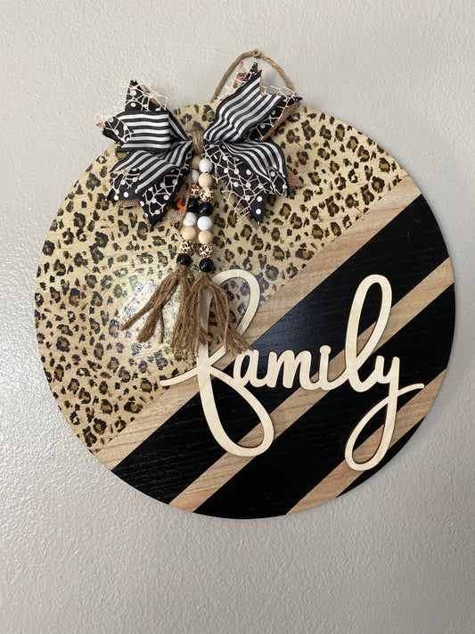 "Family" Animal Print Door Wreath