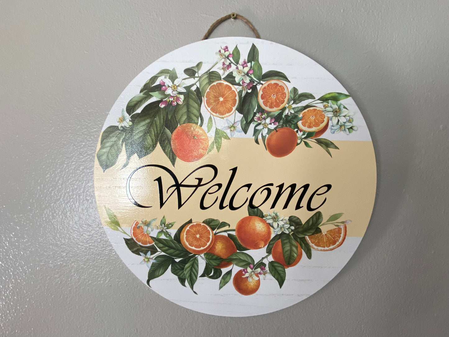 Welcome - Orange Fruit Wreath 18"