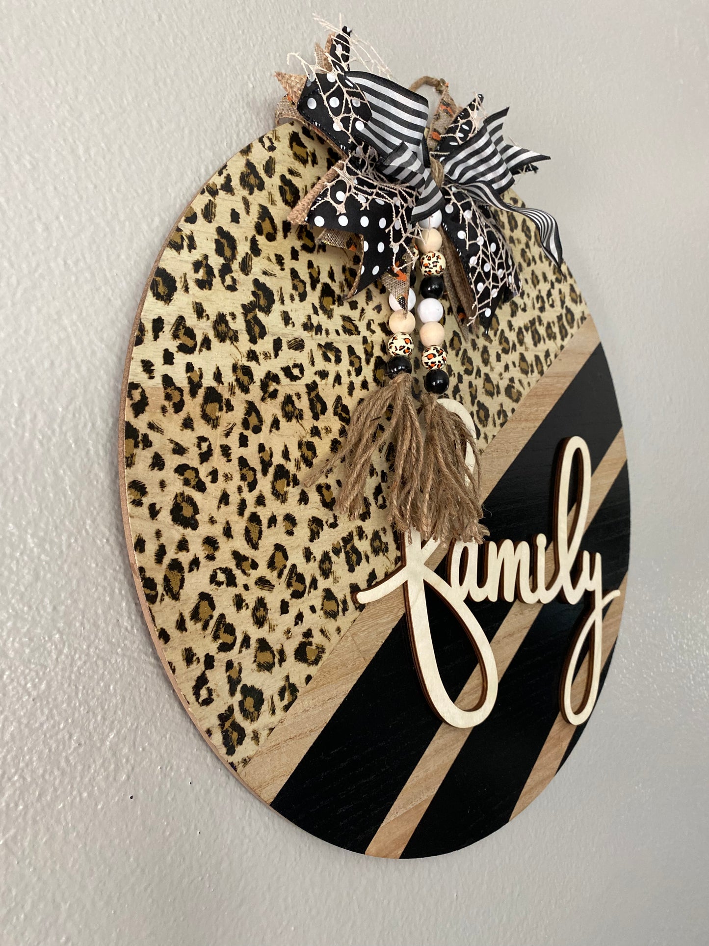 "Family" Animal Print Door Wreath