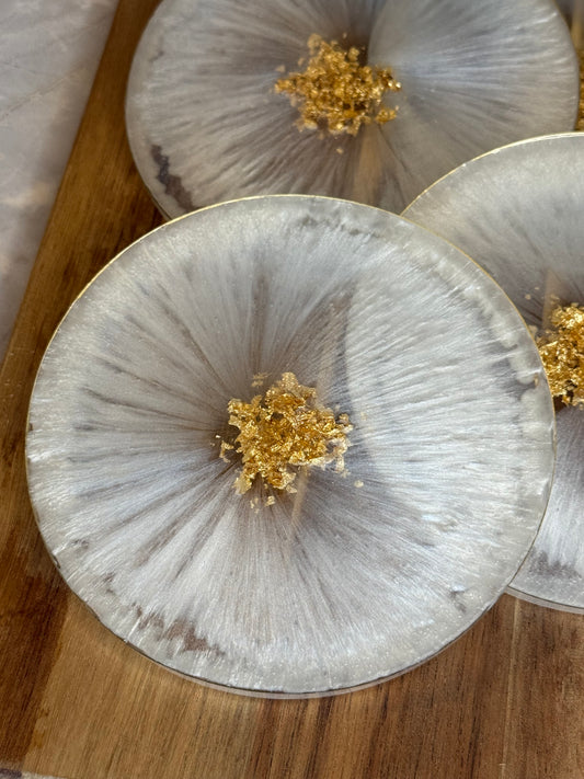 Large Elegant Pearl White Coasters