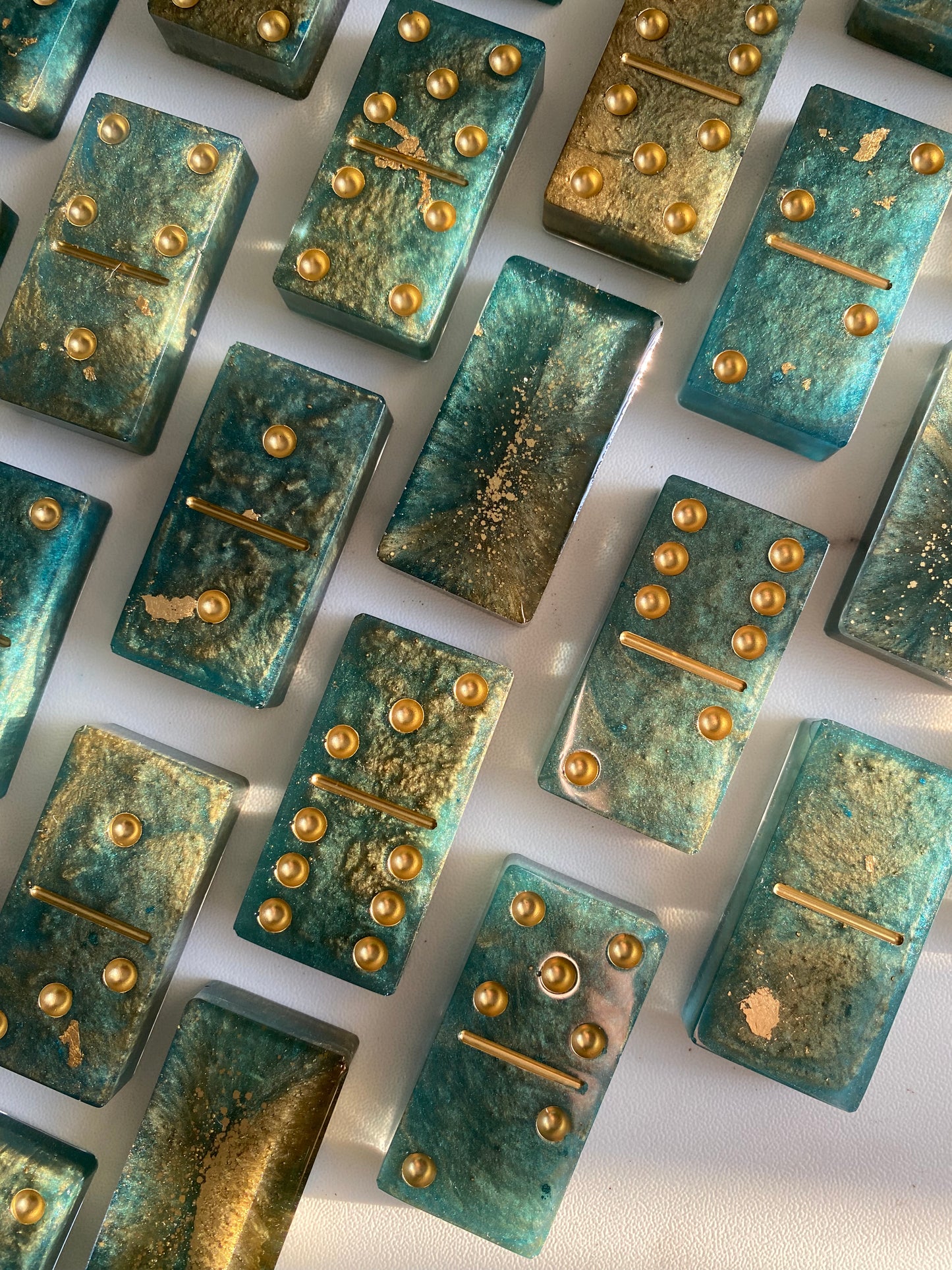 Peacock Inspired Dominoes with 24K Gold