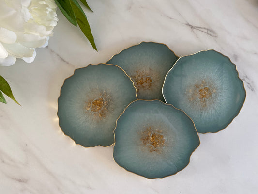 Aqua Blue Resin Coasters