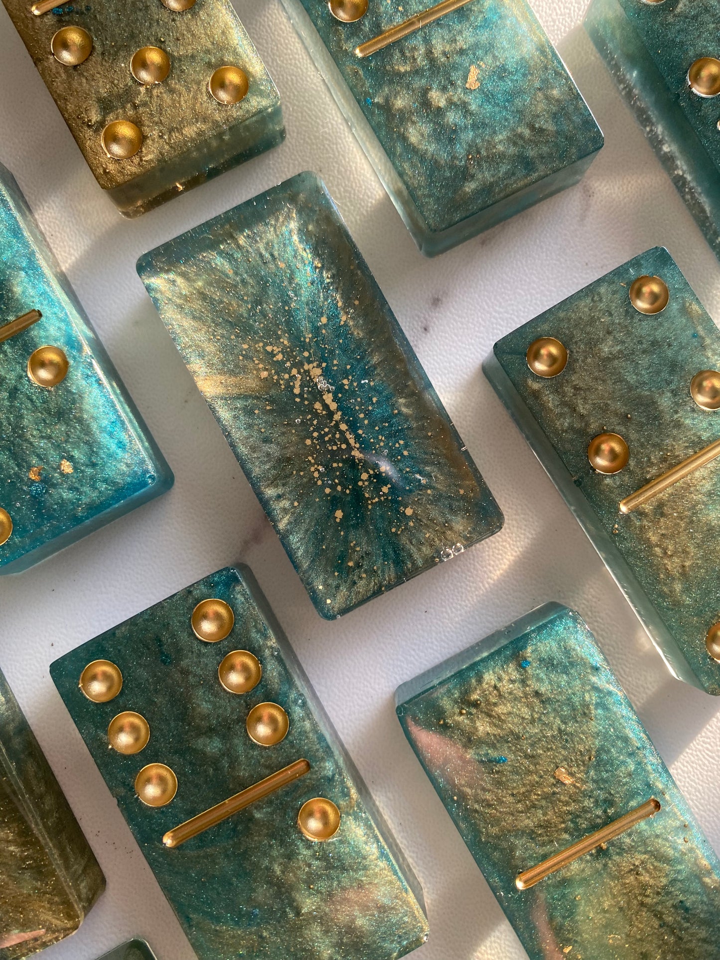 Peacock Inspired Dominoes with 24K Gold