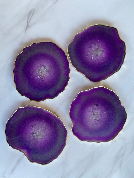 Purple Agate Style Resin Coasters