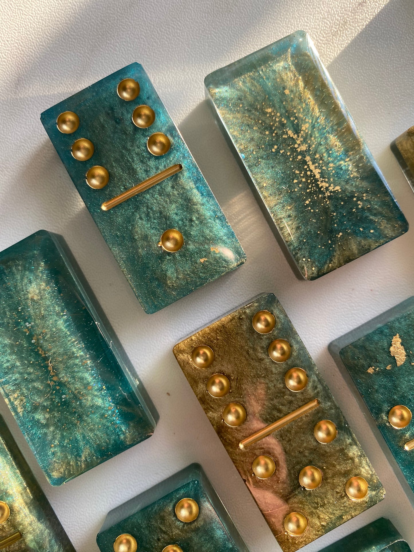 Peacock Inspired Dominoes with 24K Gold