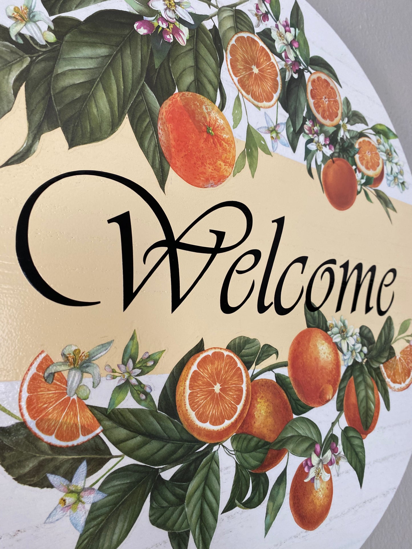 Welcome - Orange Fruit Wreath 18"