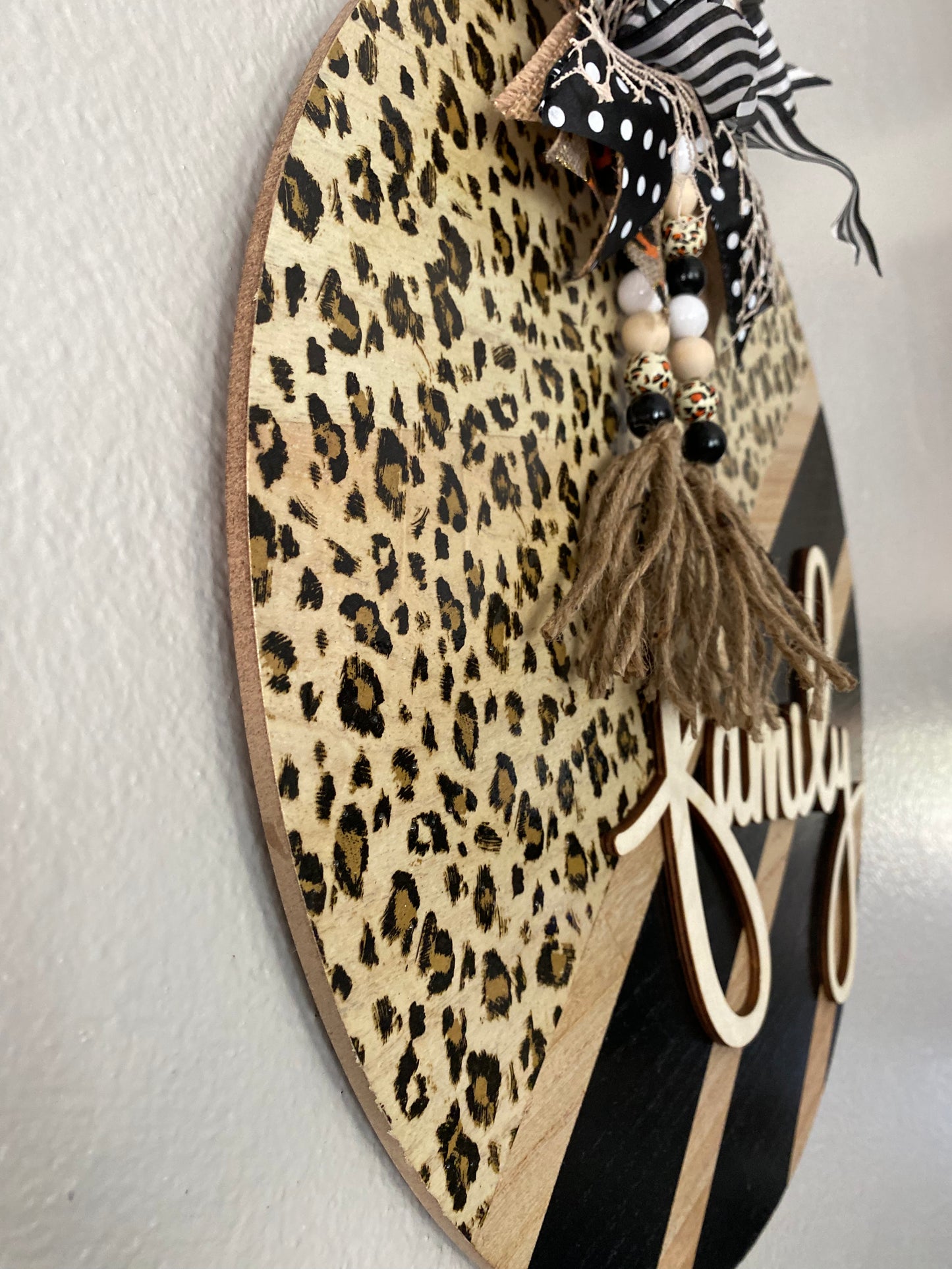 "Family" Animal Print Door Wreath