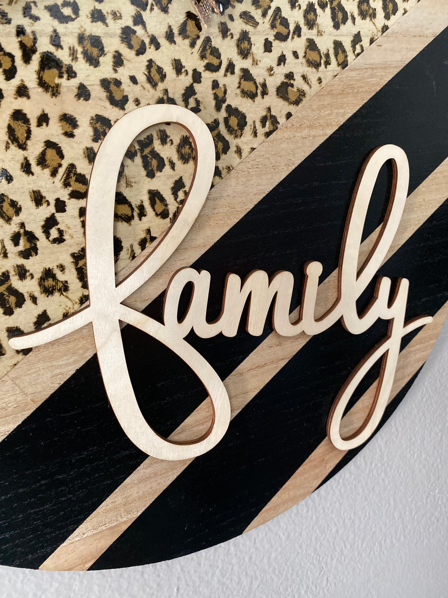 "Family" Animal Print Door Wreath