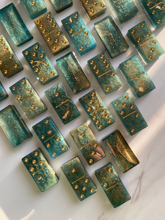 Peacock Inspired Dominoes with 24K Gold