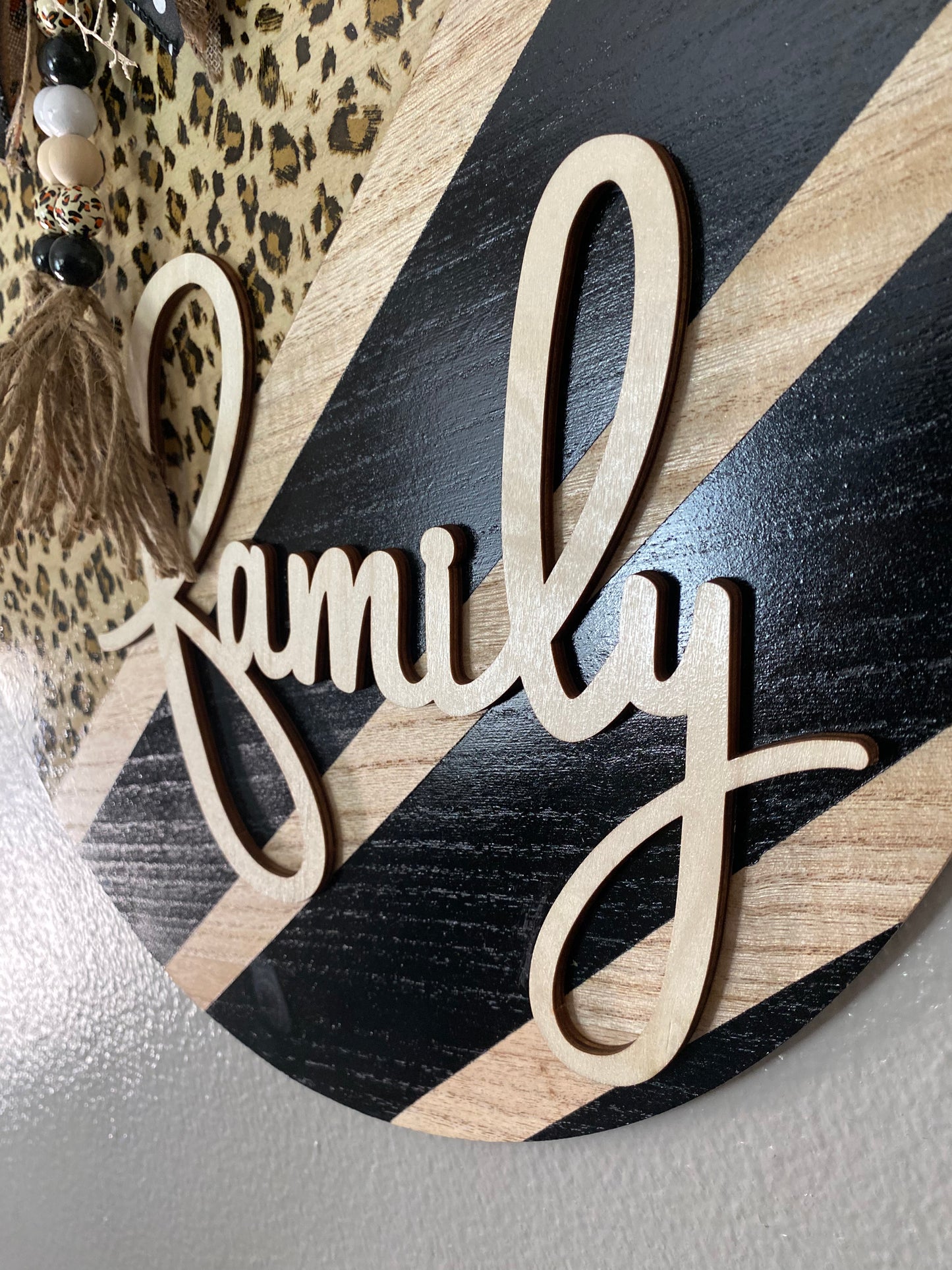 "Family" Animal Print Door Wreath