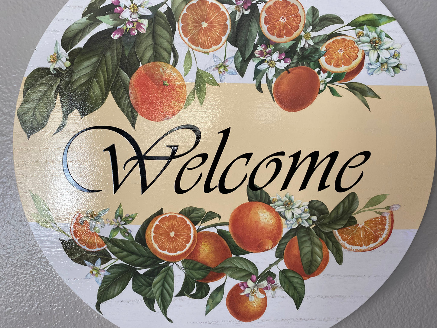 Welcome - Orange Fruit Wreath 18"