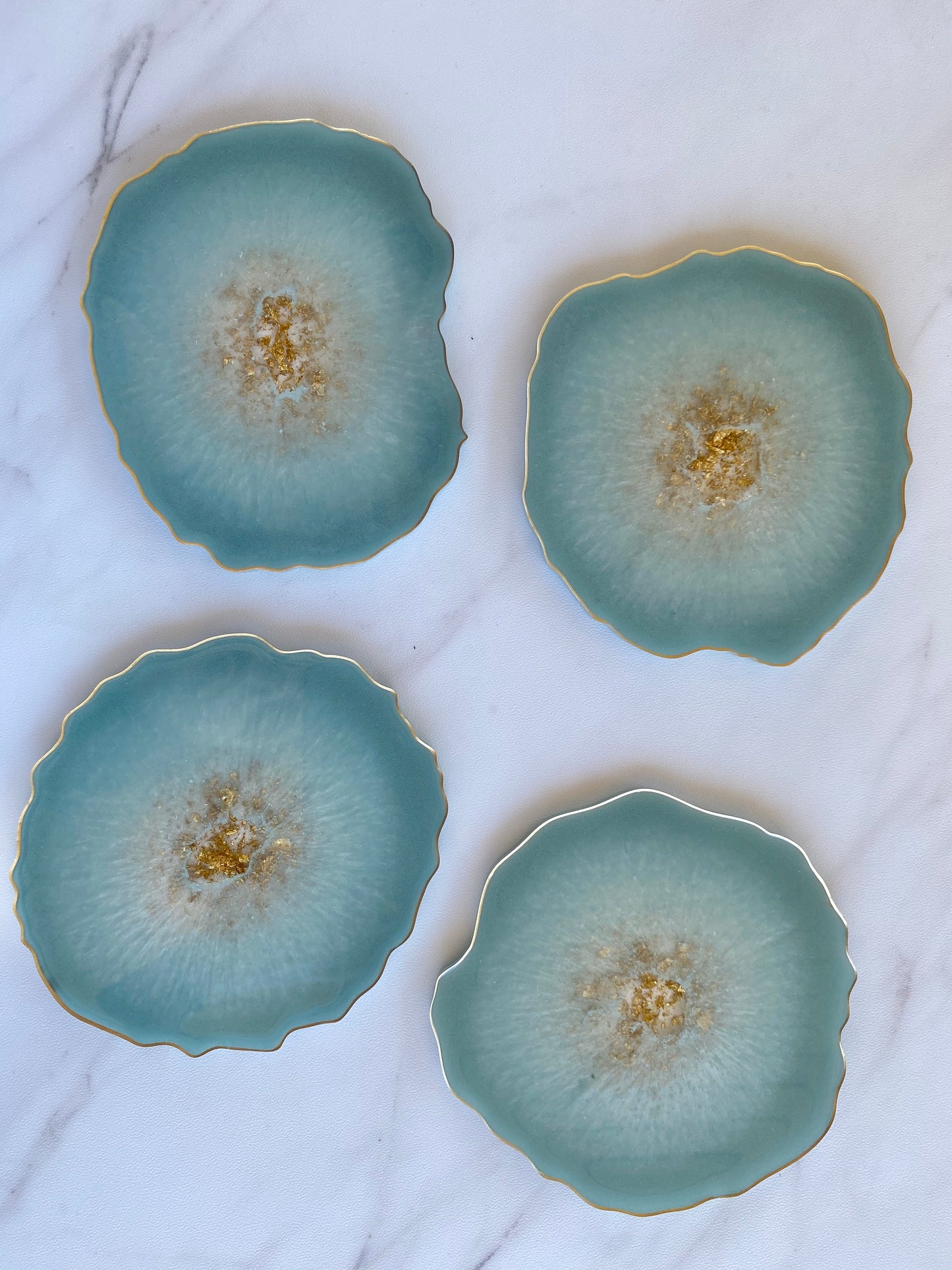 Aqua Blue Resin Coasters