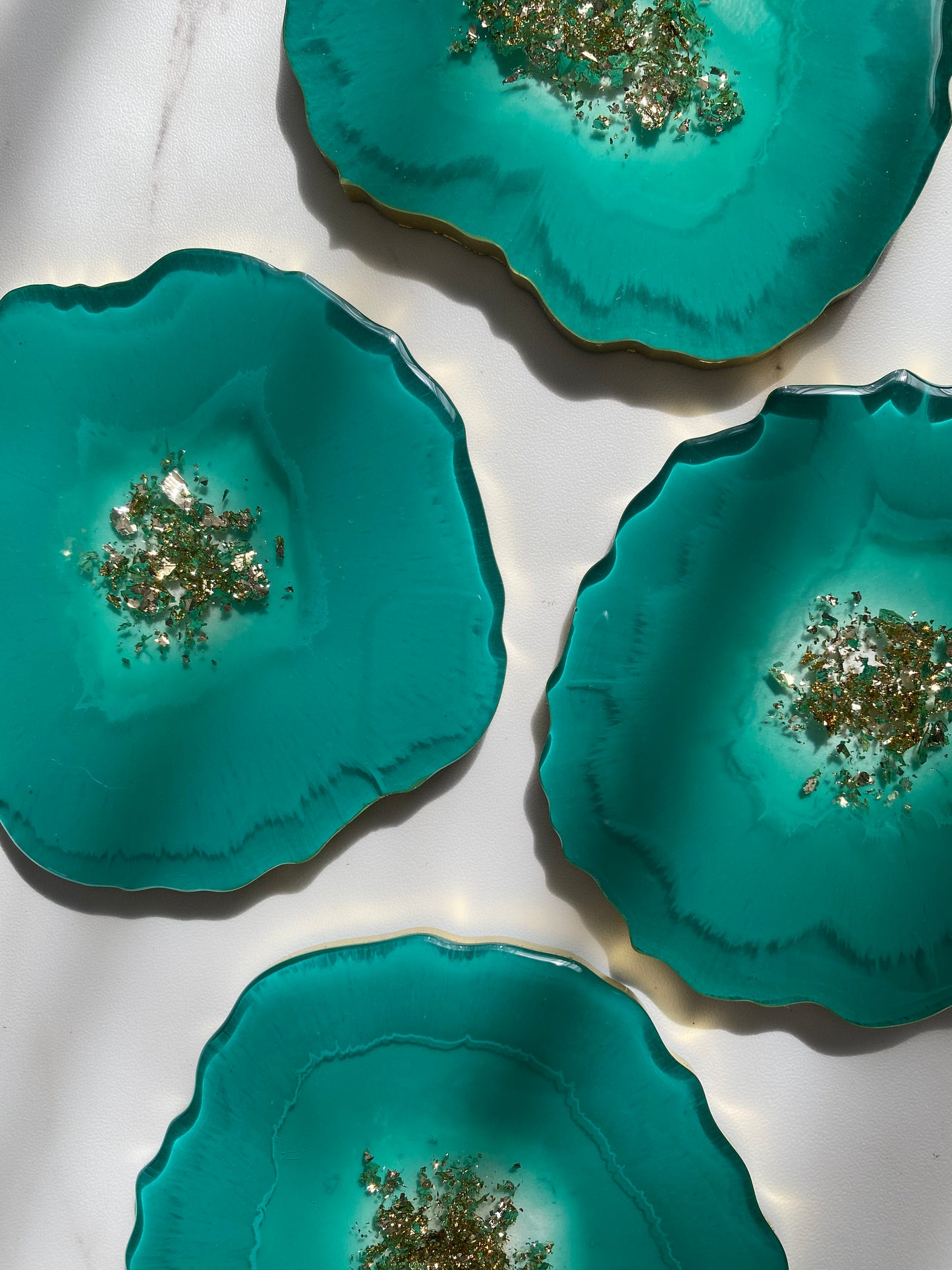 Turquoise-Green Resin Coasters - Set of 4