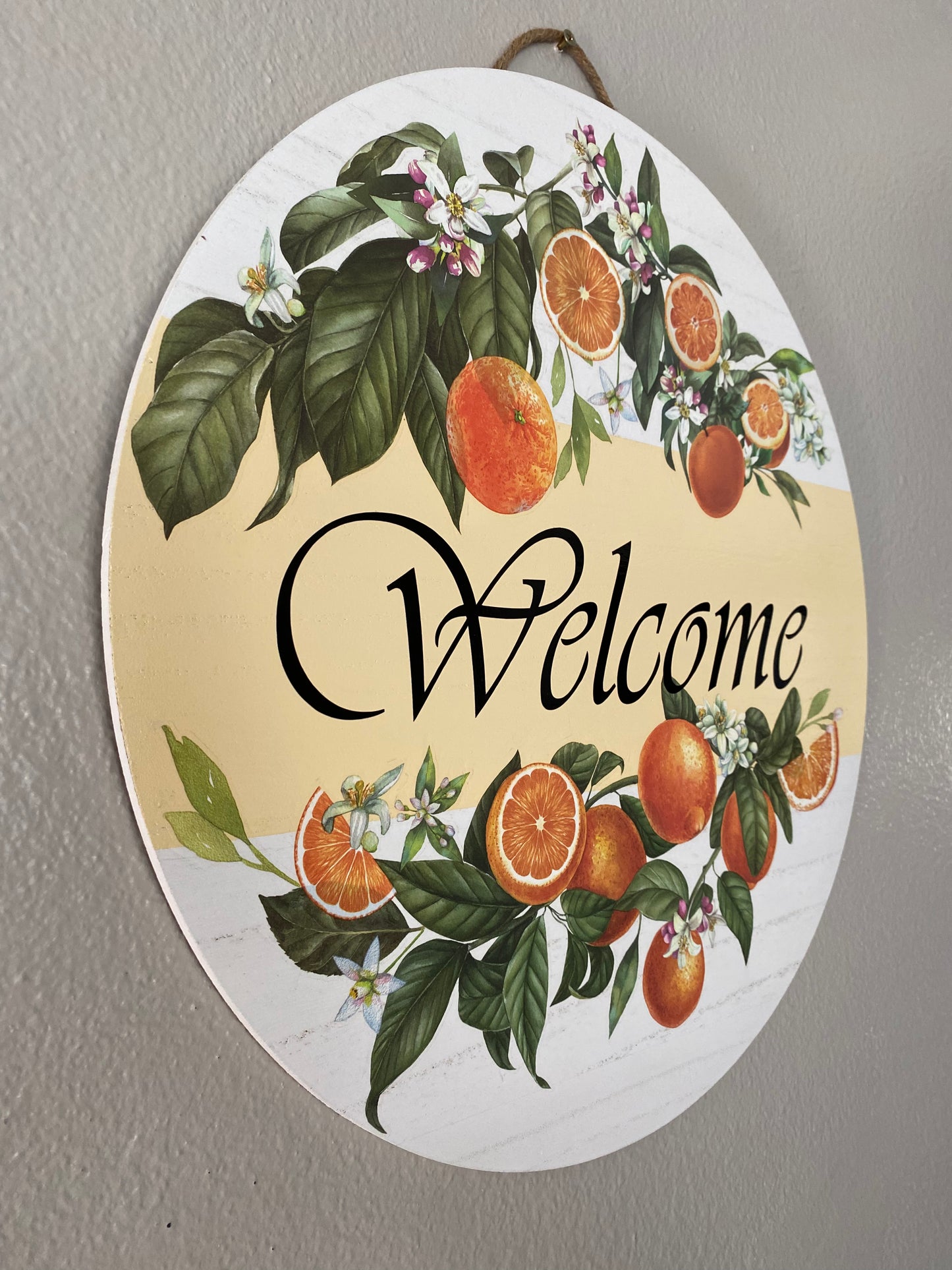 Welcome - Orange Fruit Wreath 18"