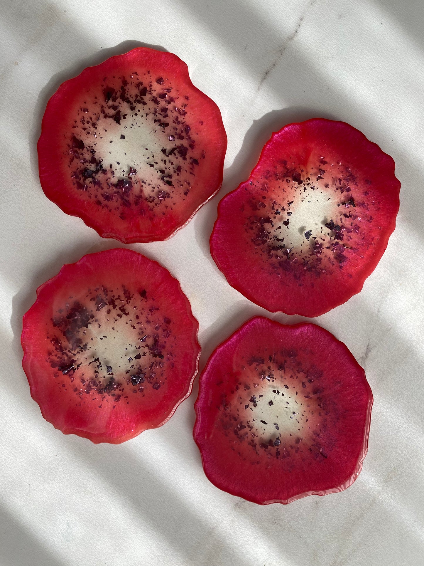 Pink Kiwi Resin Coasters - Set of 4