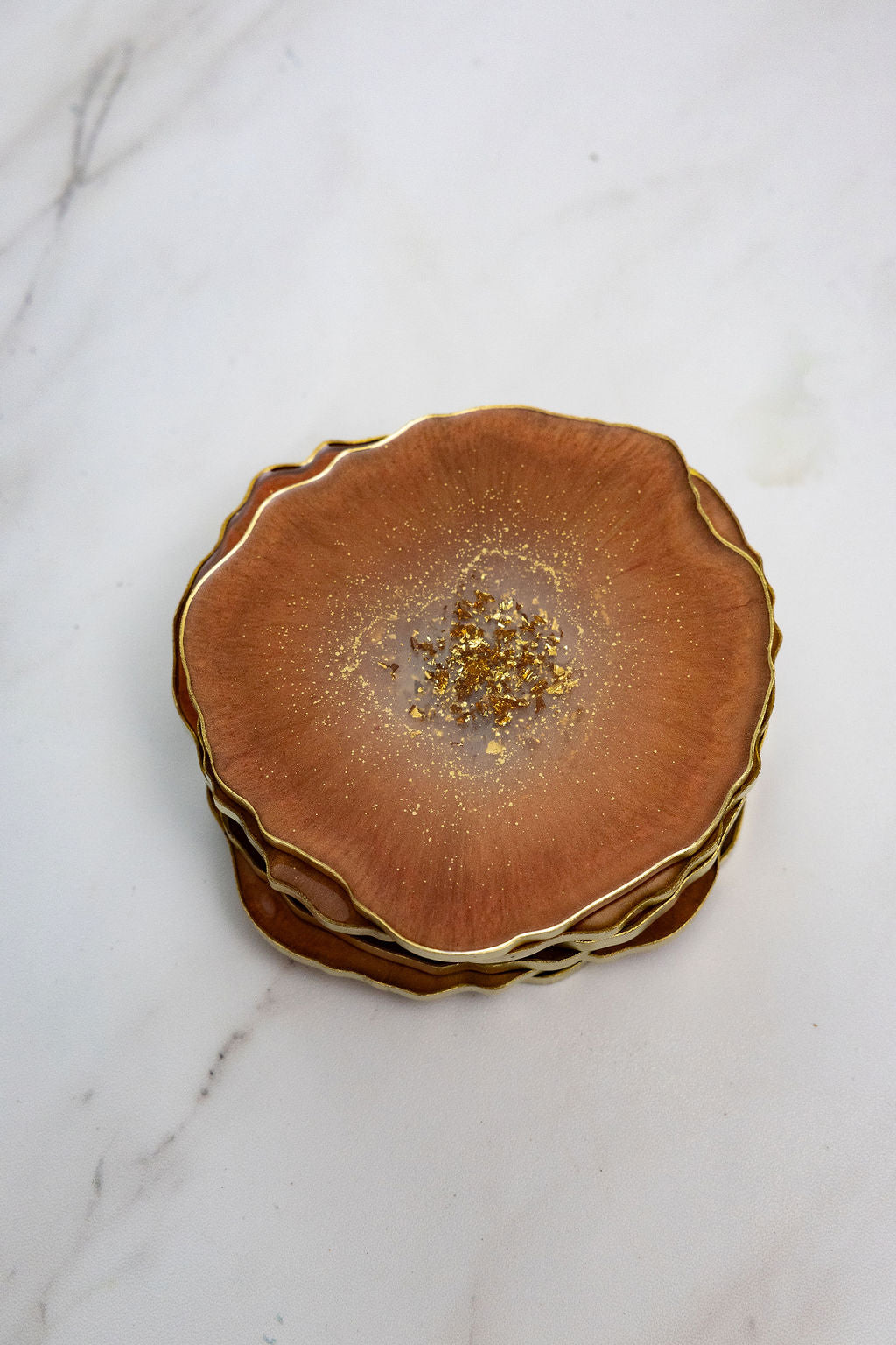 Wine Red with 24K Gold Resin Coasters - Set of 6