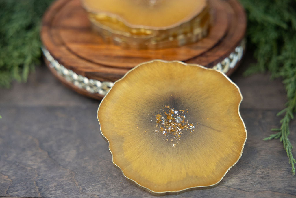 Gold Resin Coasters - Set of 4