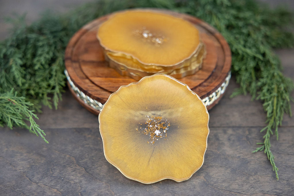 Gold Resin Coasters - Set of 4