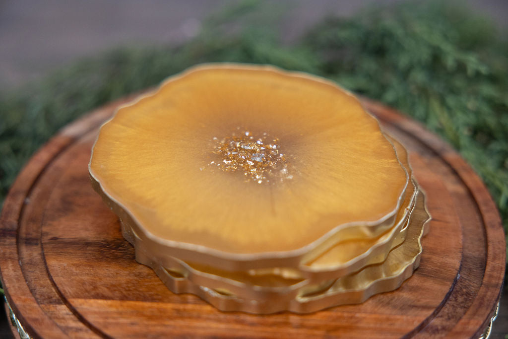 Gold Resin Coasters - Set of 4