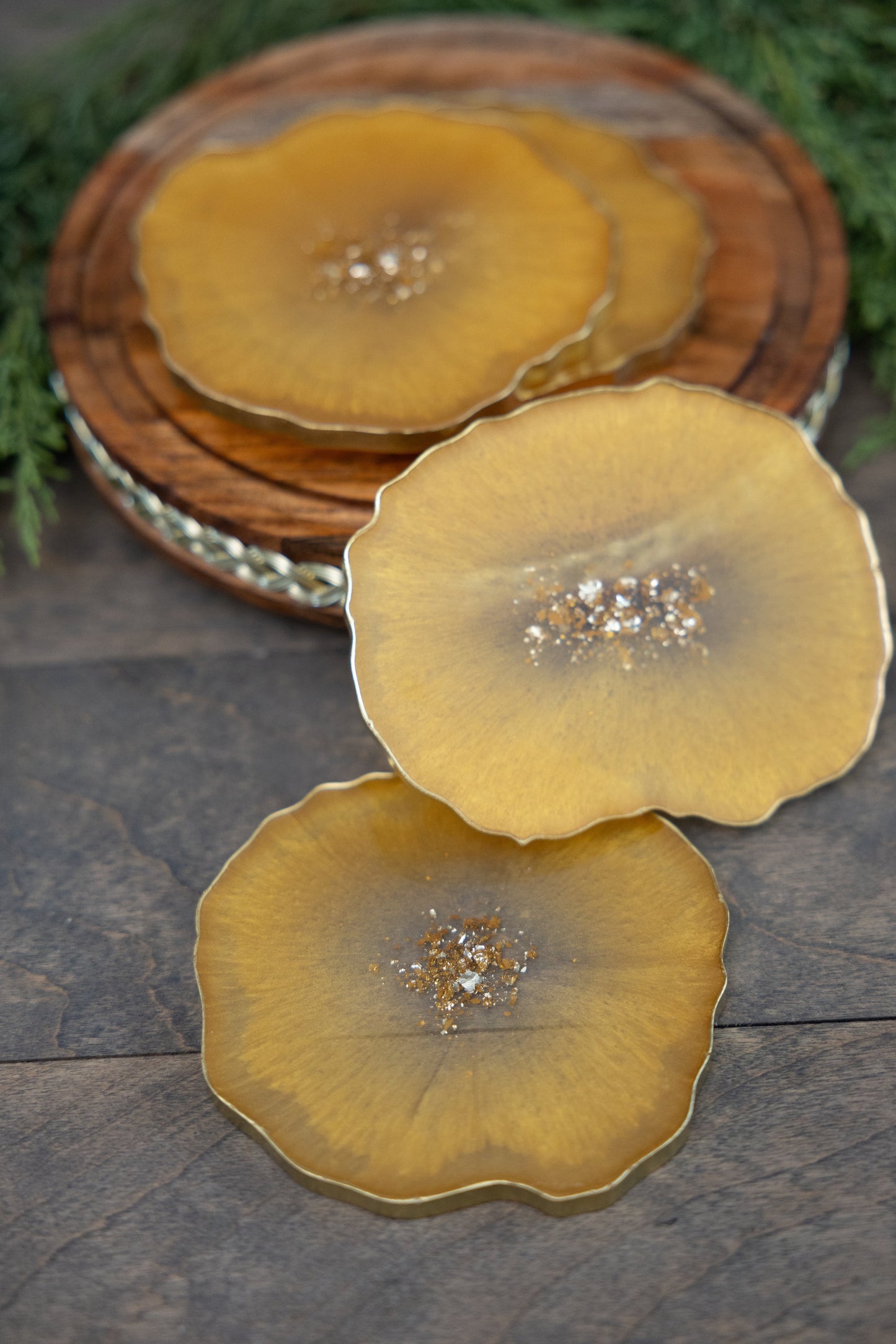 Gold Resin Coasters - Set of 4