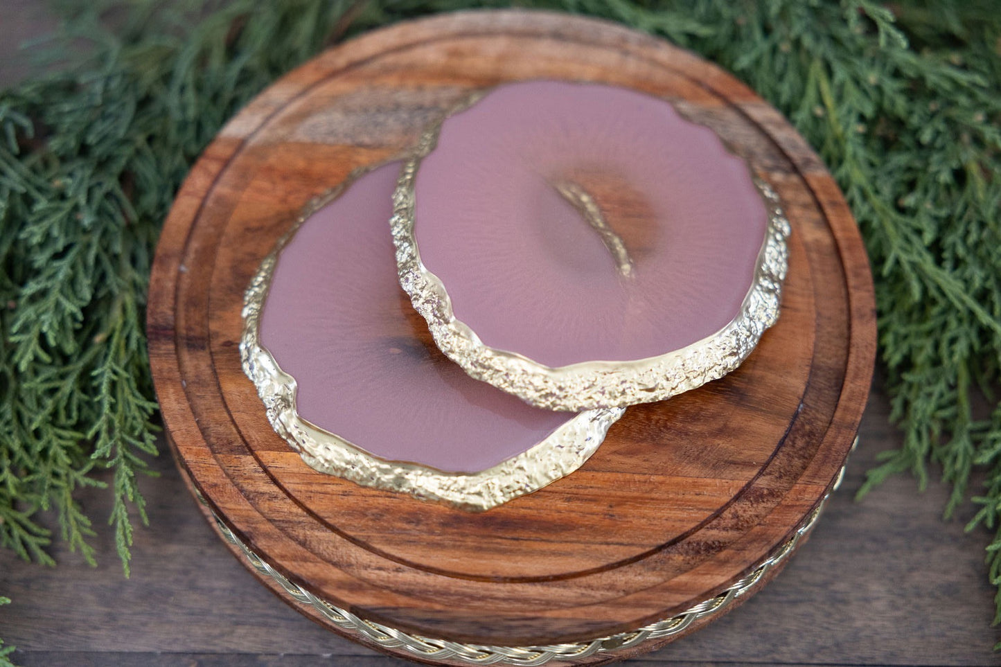 Rose Gold Resin Coasters - Set of 2