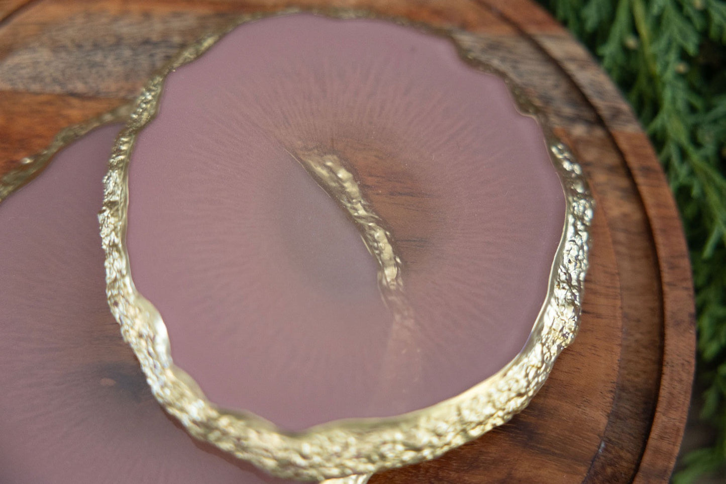 Rose Gold Resin Coasters - Set of 2