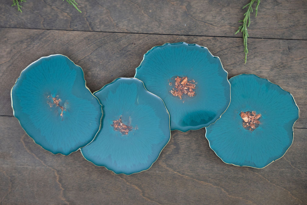 Turquoise Resin Coasters - Set of 4