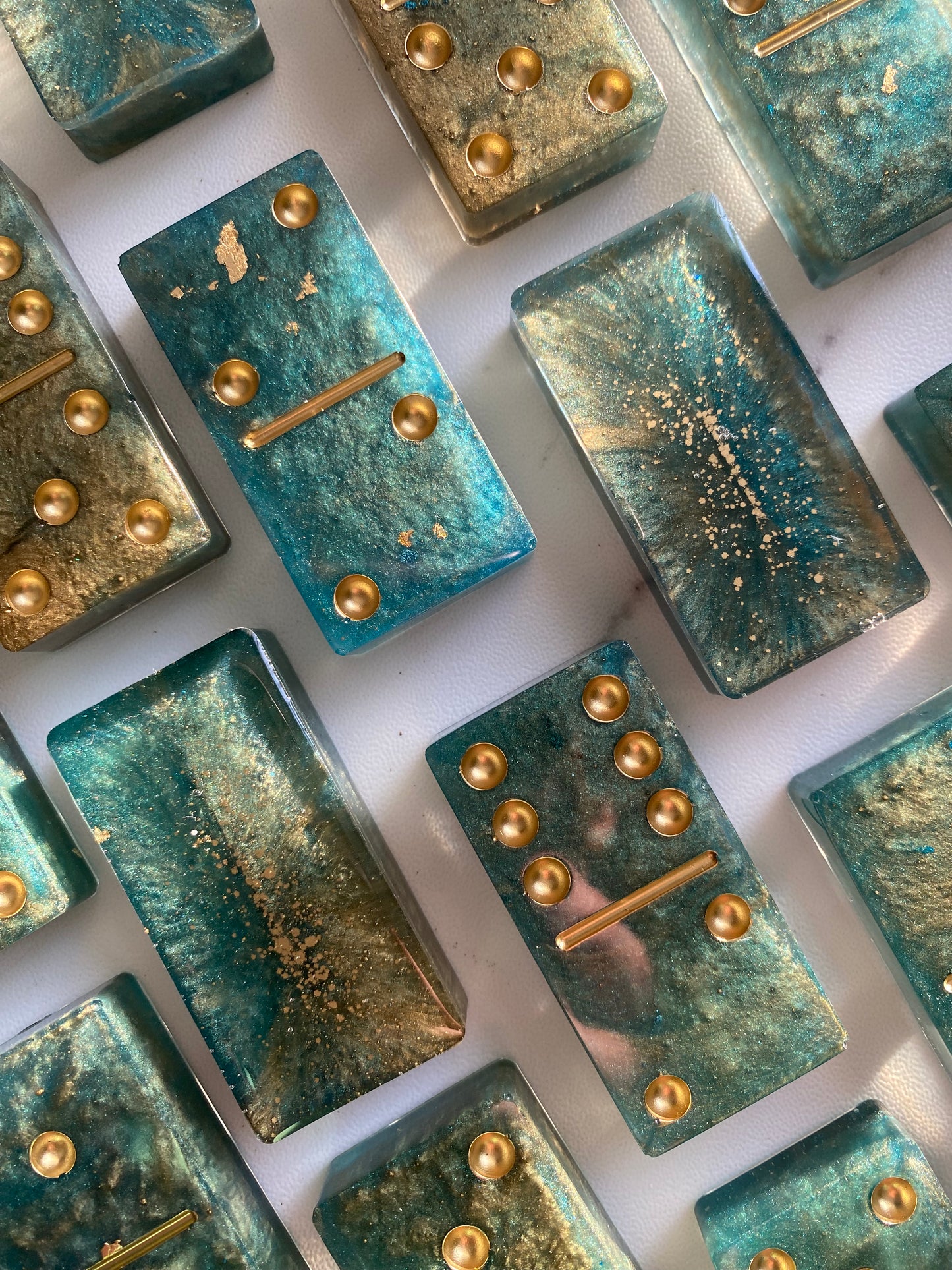 Peacock Inspired Dominoes with 24K Gold