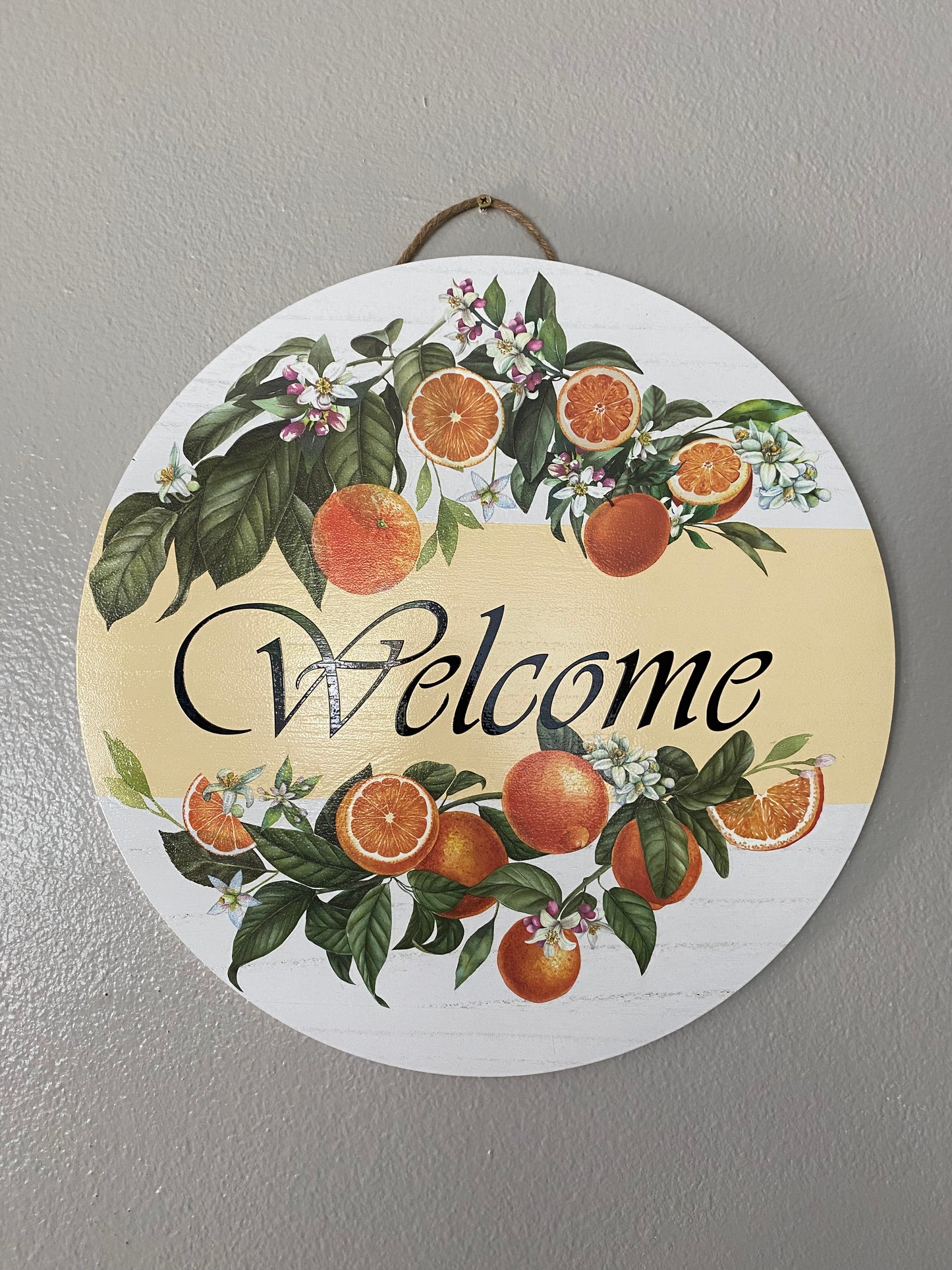 Welcome - Orange Fruit Wreath 18"