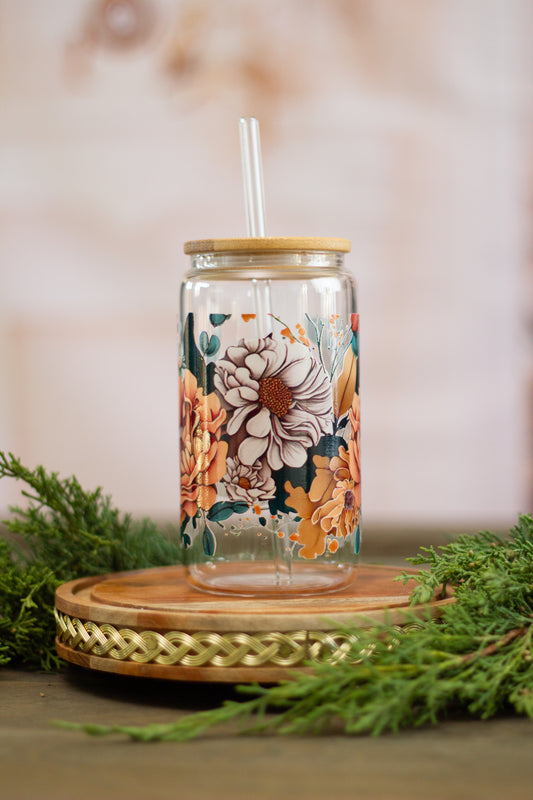 Flowers - Glass Cup 16oz