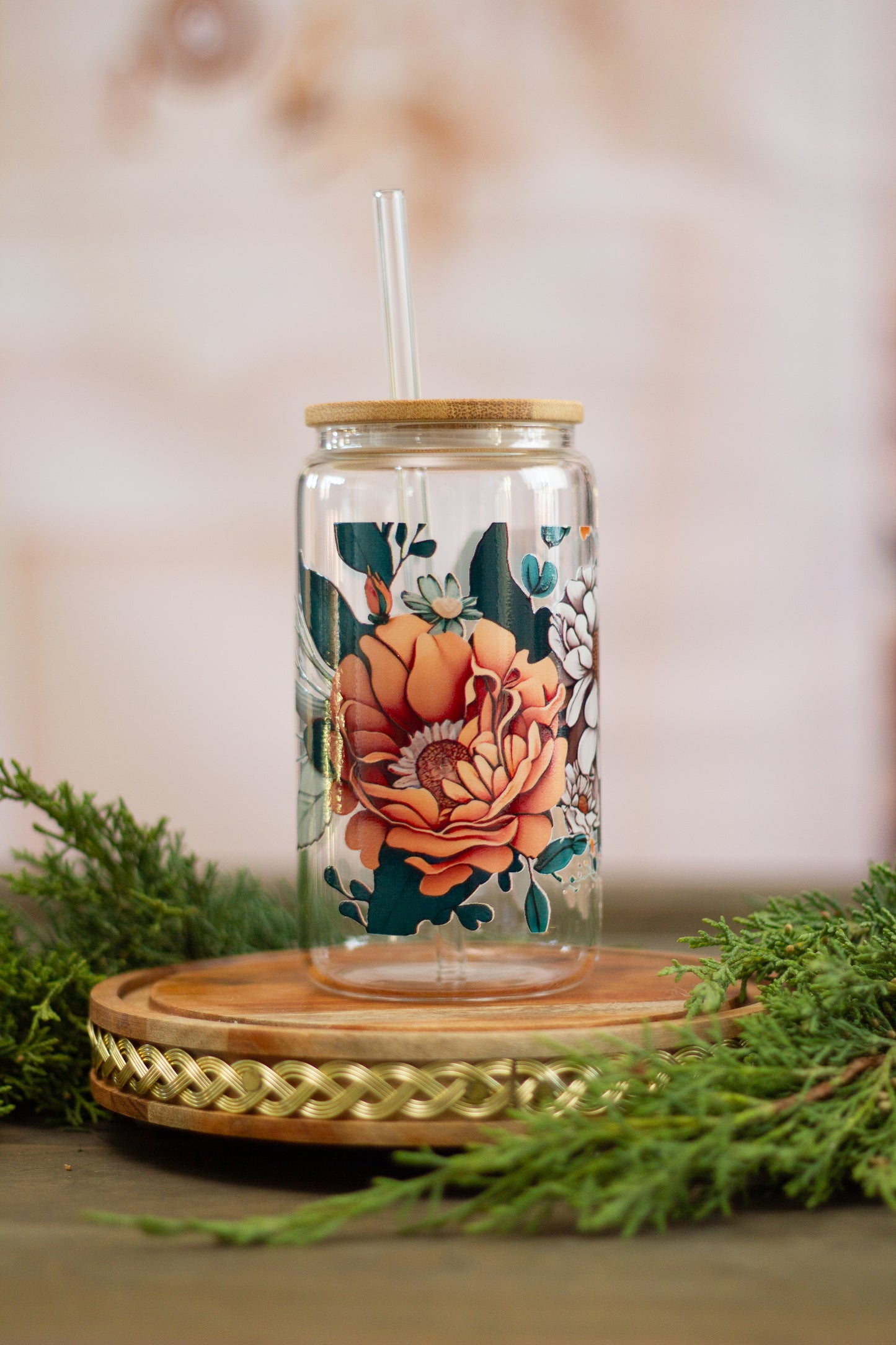 Flowers - Glass Cup 16oz