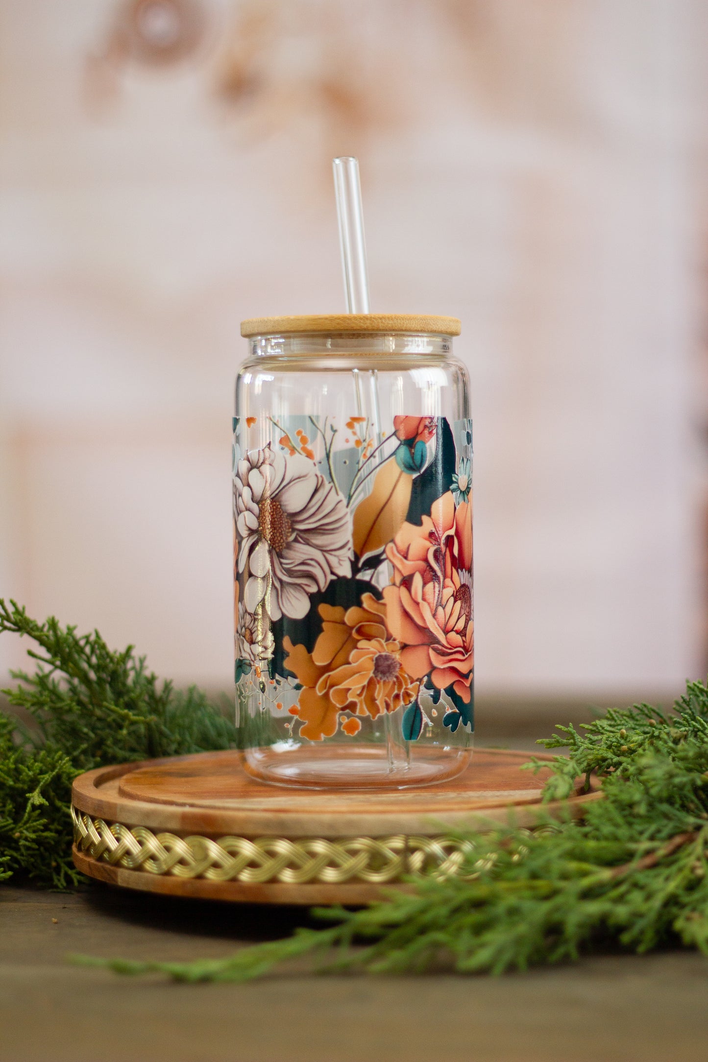 Flowers - Glass Cup 16oz