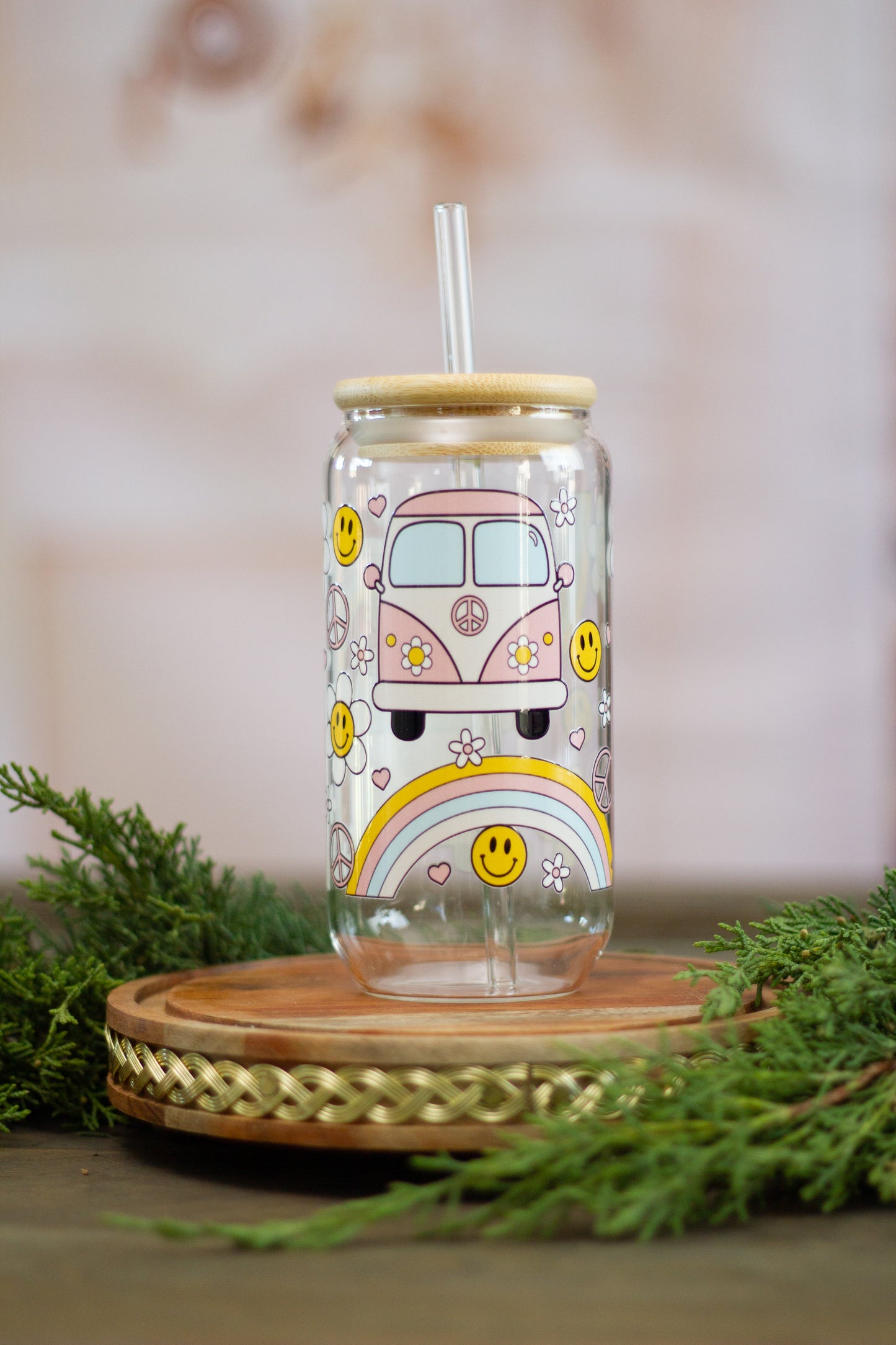 Groovy Bus - Glass Cup 16oz