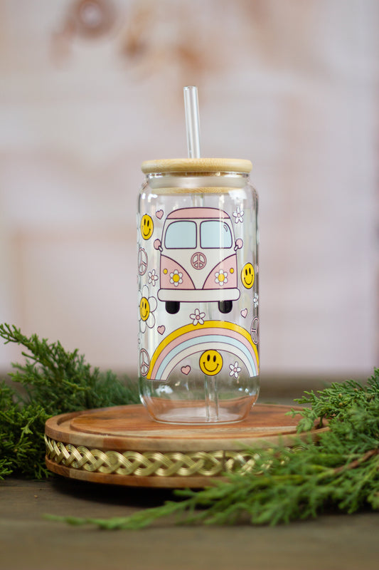 Groovy Bus - Glass Cup 16oz