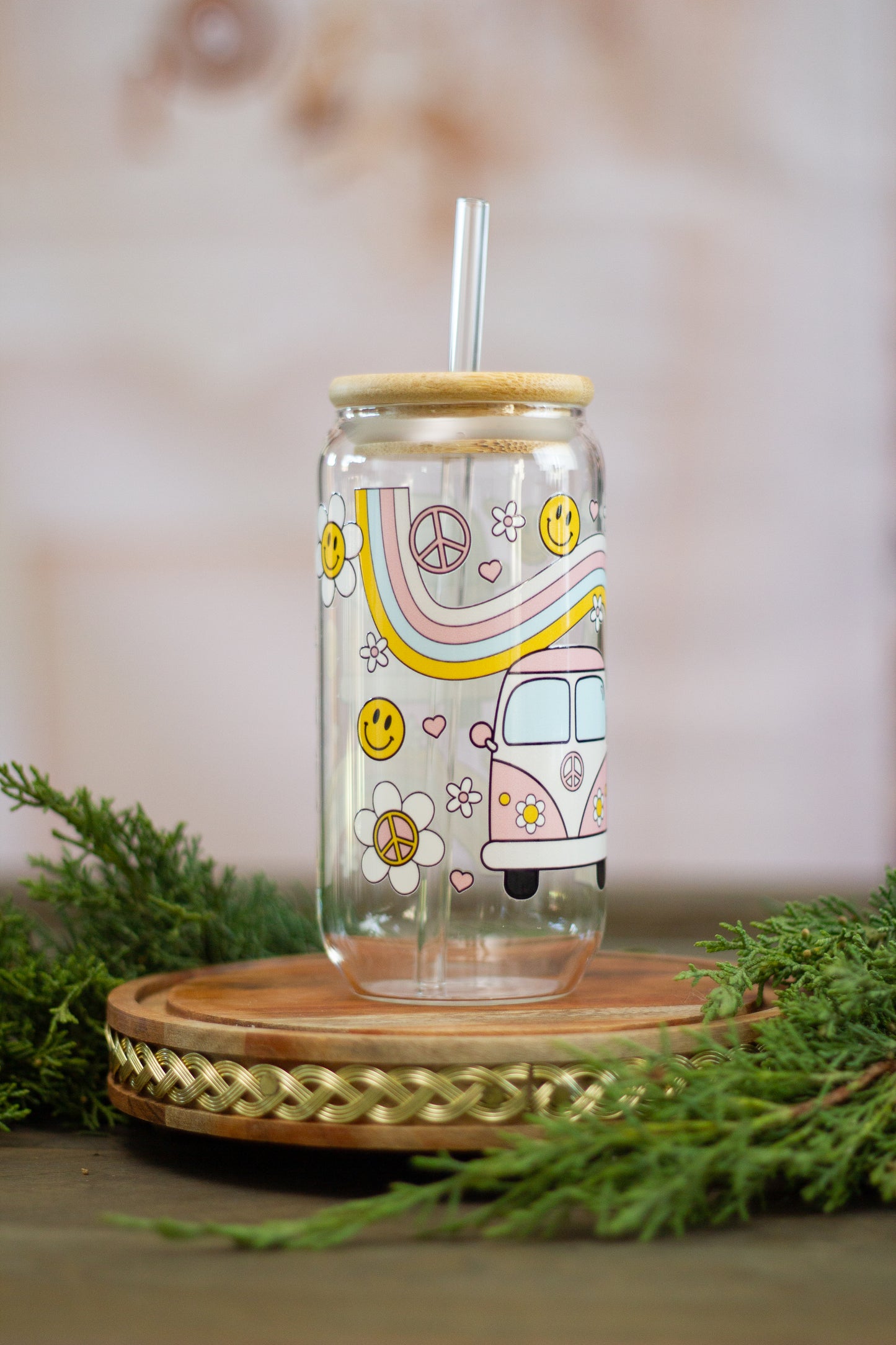 Groovy Bus - Glass Cup 16oz