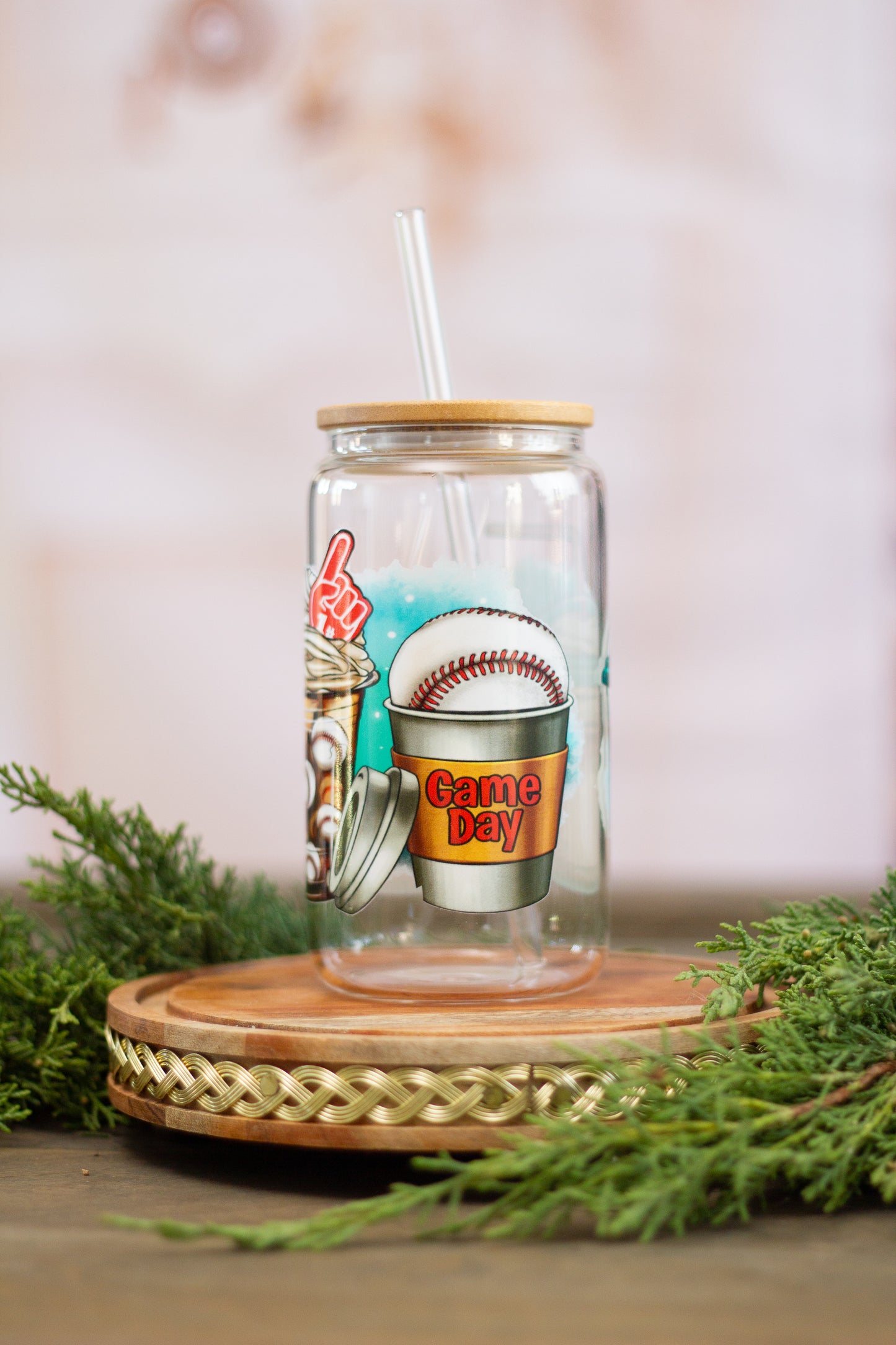 Sports Baseball - Glass Cup 16oz