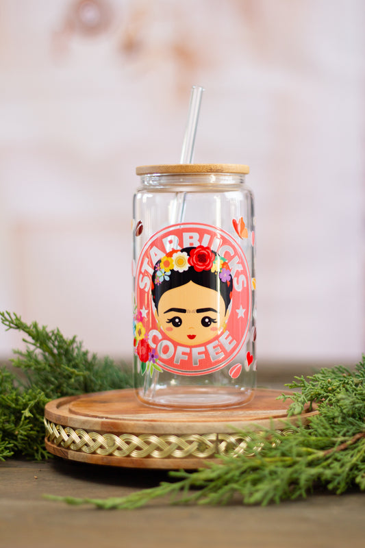 Coffee Frida - Glass Cup 16oz