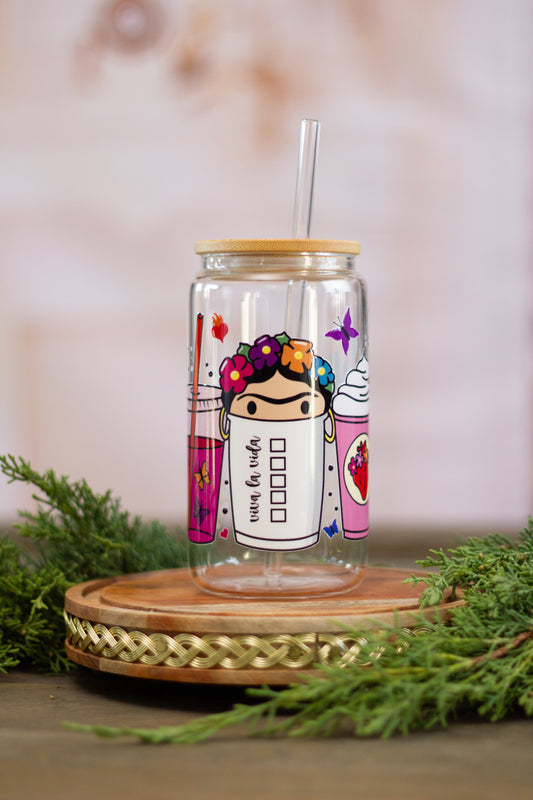 Frida Theme - Glass Cup 16 oz