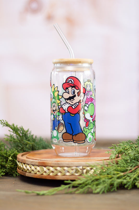 Mario and Friends - Glass Cup 16oz