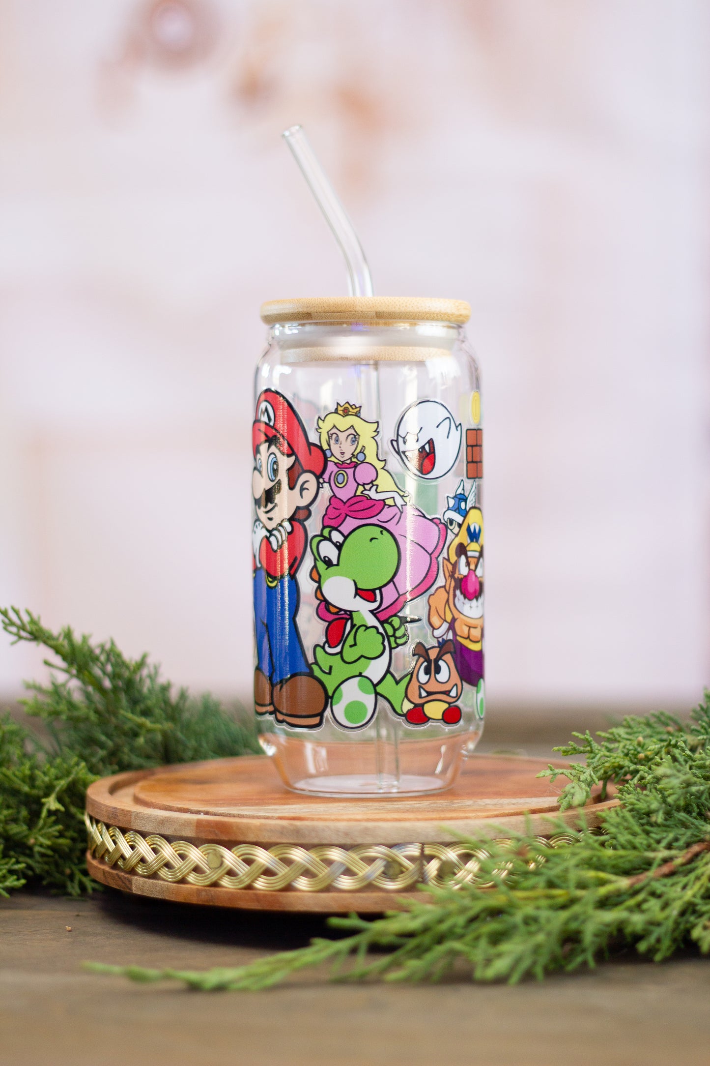 Mario and Friends - Glass Cup 16oz