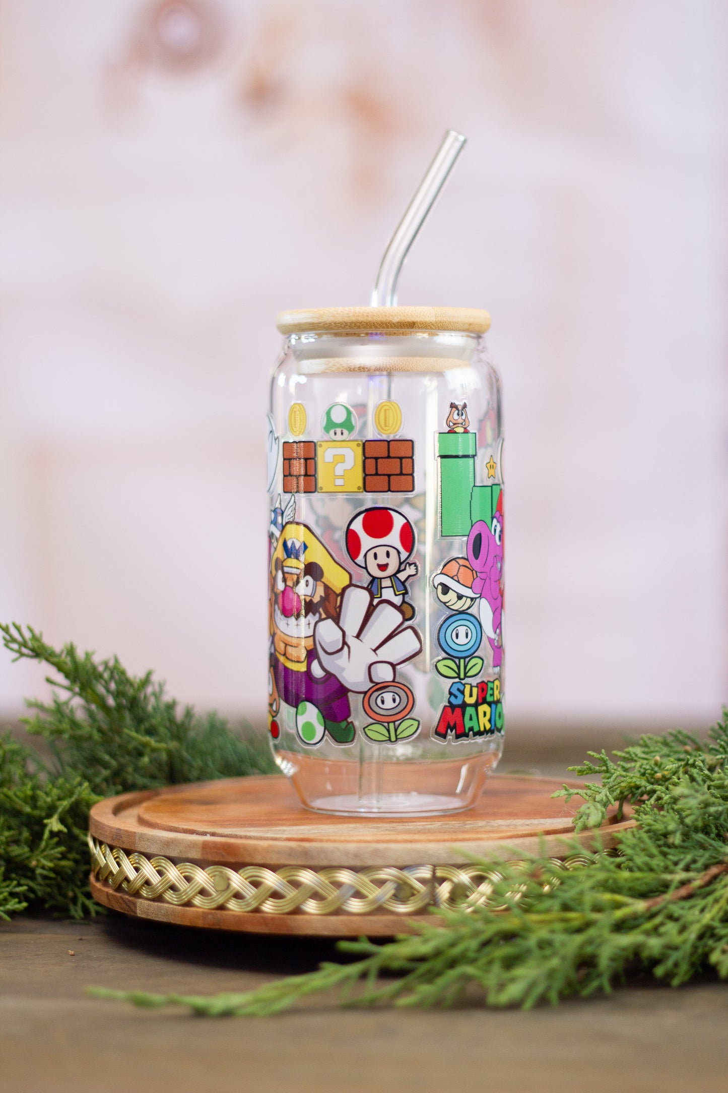 Mario and Friends - Glass Cup 16oz