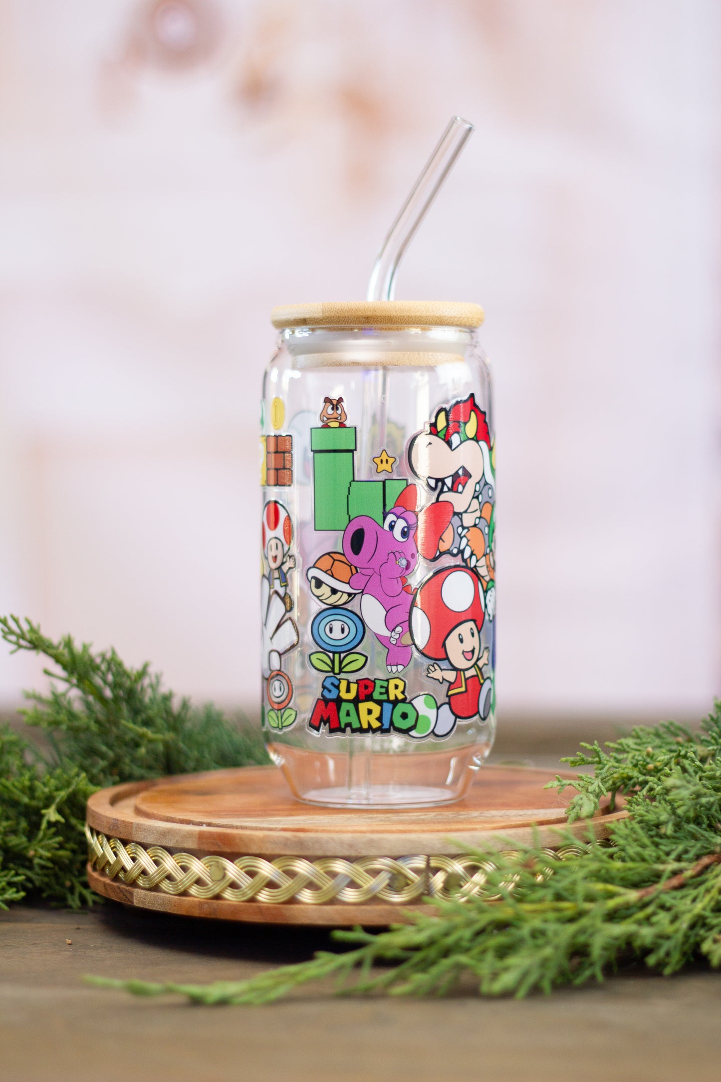 Mario and Friends - Glass Cup 16oz